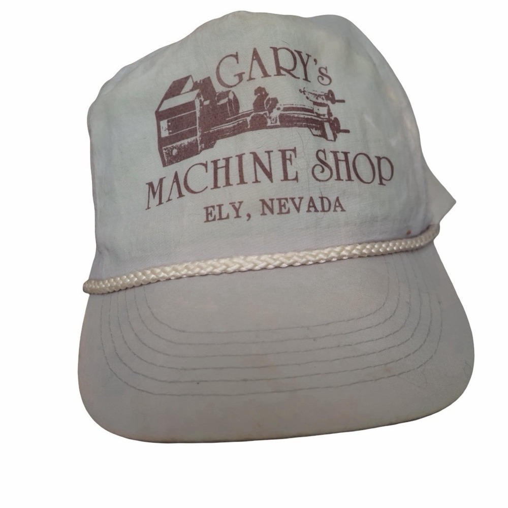 Vintage Trucker SnapBack Otto Cap. Beige. Ely, Neveda. Nylon